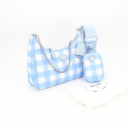 Prada Plaid Hobo Blue