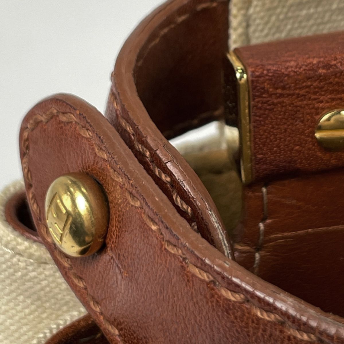 Fendi Peekaboo Handbag Canvas Beige — view 4