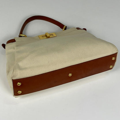 Fendi Peekaboo Handbag Canvas Beige — view 2