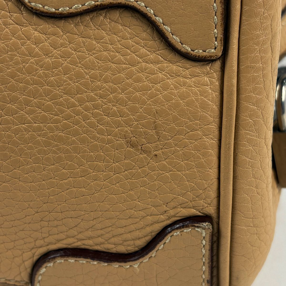 Prada Logo Handbag Leather Beige — view 3