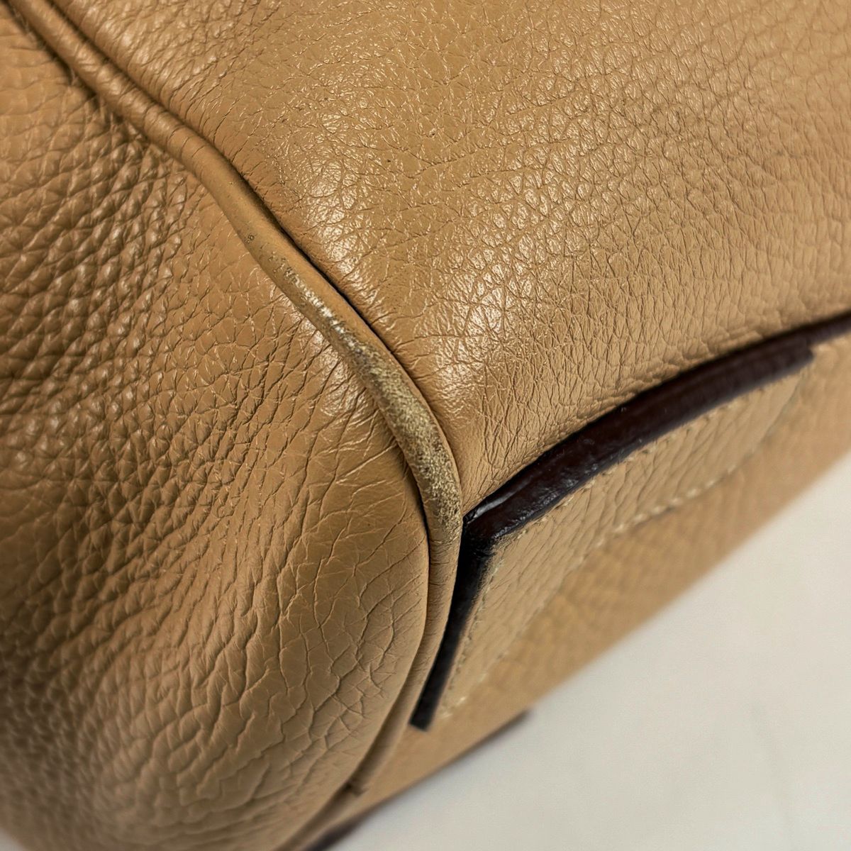 Prada Logo Handbag Leather Beige — view 4