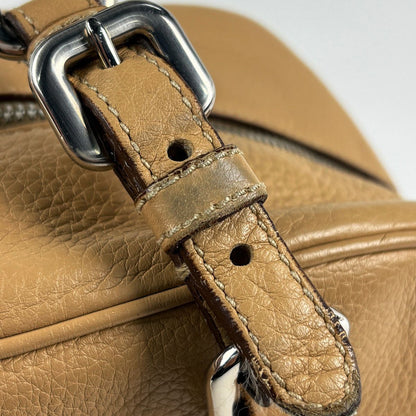 Prada Logo Handbag Leather Beige — view 5