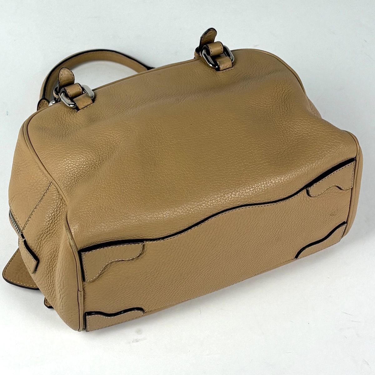 Prada Logo Handbag Leather Beige — view 2
