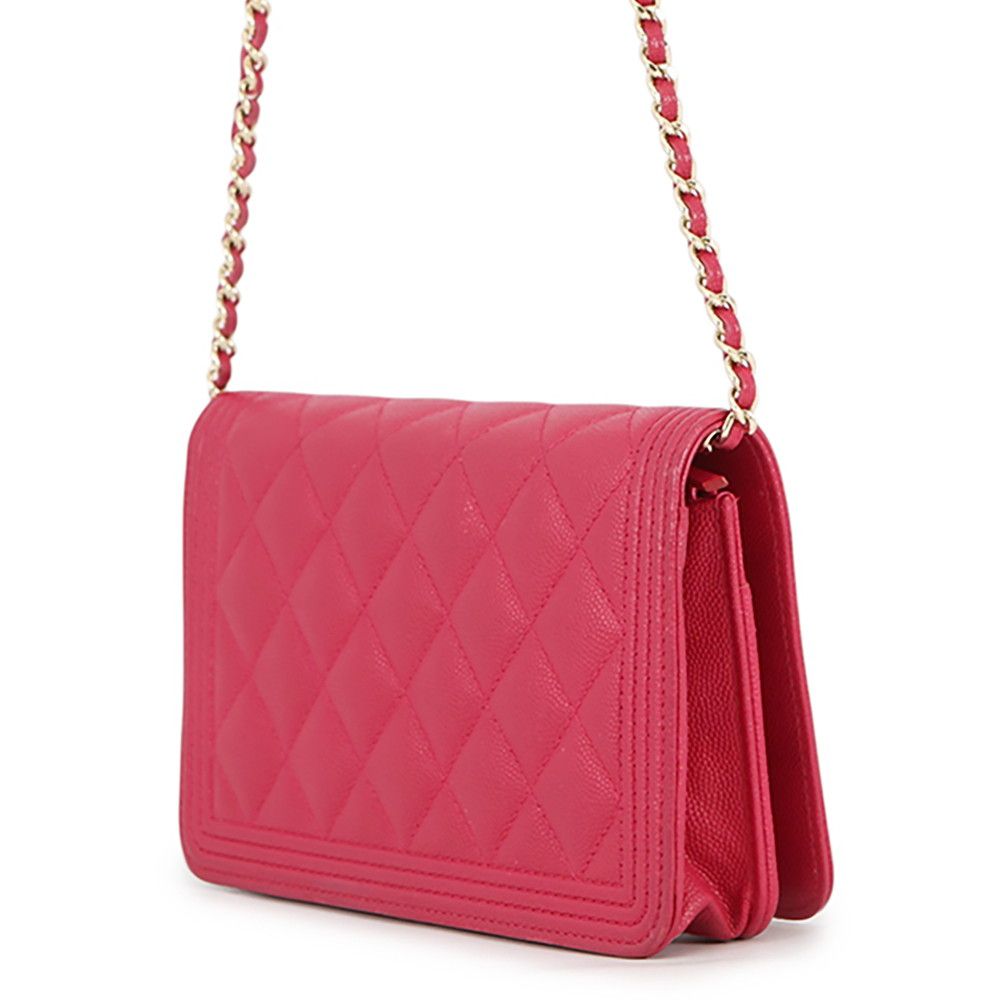 Chanel Chain Wallet Boy CC Logo Caviar Leather Shoulder Bag — view 2