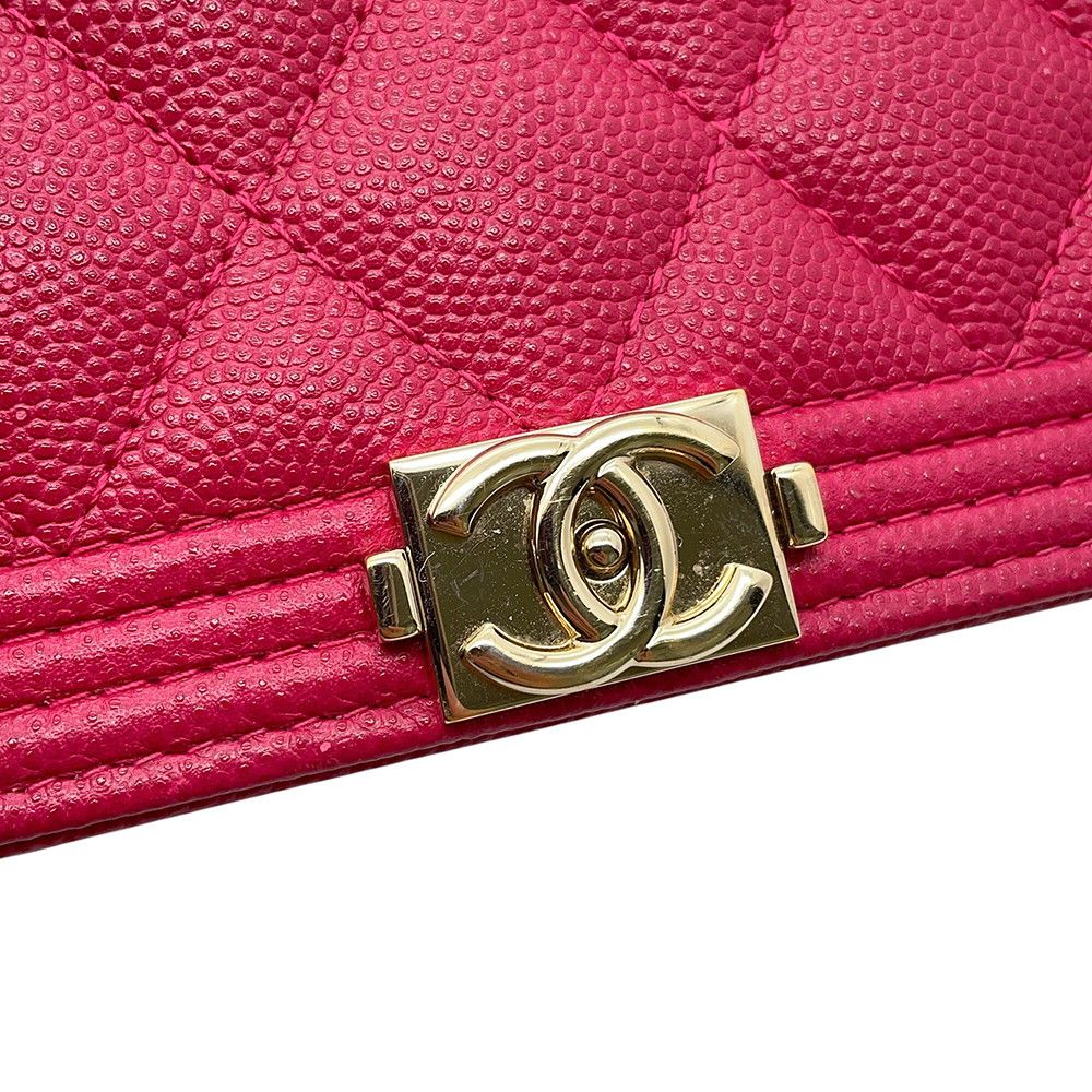 Chanel Chain Wallet Boy CC Logo Caviar Leather Shoulder Bag — view 7