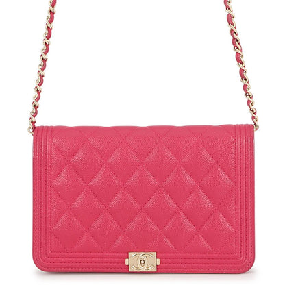 Chanel Chain Wallet Boy CC Logo Caviar Leather Shoulder Bag