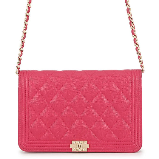 Chanel Chain Wallet Boy CC Logo Caviar Leather Shoulder Bag