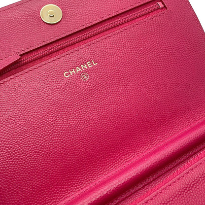 Chanel Chain Wallet Boy CC Logo Caviar Leather Shoulder Bag — view 8