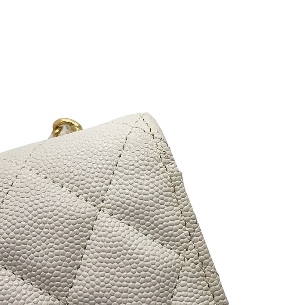 Chanel Chain Wallet Cruise Line Quilted CC Logo Caviar Leather White Shoulder — view 8