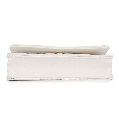 Chanel Chain Wallet Cruise Line Quilted CC Logo Caviar Leather White Shoulder — view 3
