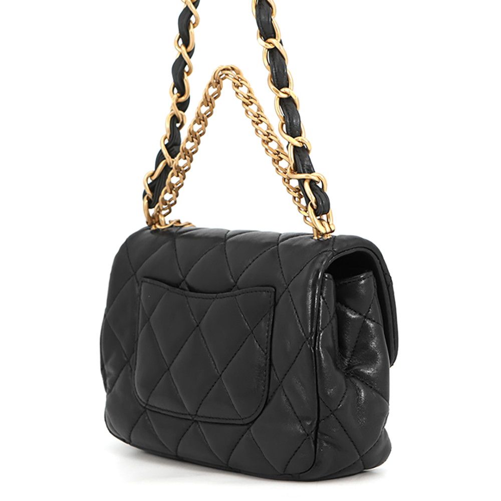 Chanel Chain Shoulder Bag CC Logo Quilted 20 Leather Black — view 2