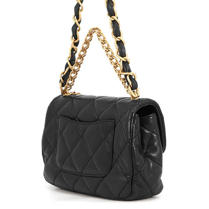 Chanel Chain Shoulder Bag CC Logo Quilted 20 Leather Black — view 2
