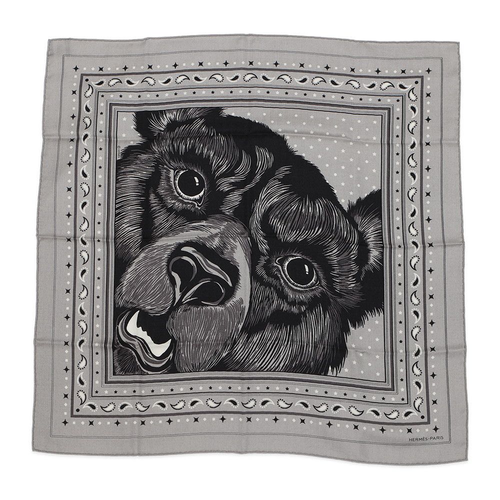 Hermes Scarf Carre 65 Grrrrr! Bandana Cashmere Silk