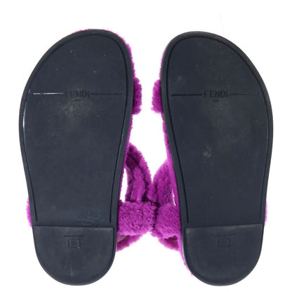 Fendi Fleece Shearling Sandals Shoes Purple 37 — view 5