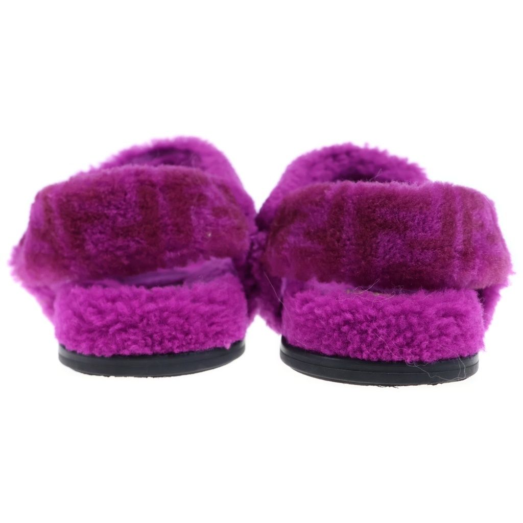 Fendi Fleece Shearling Sandals Shoes Purple 37 — view 3