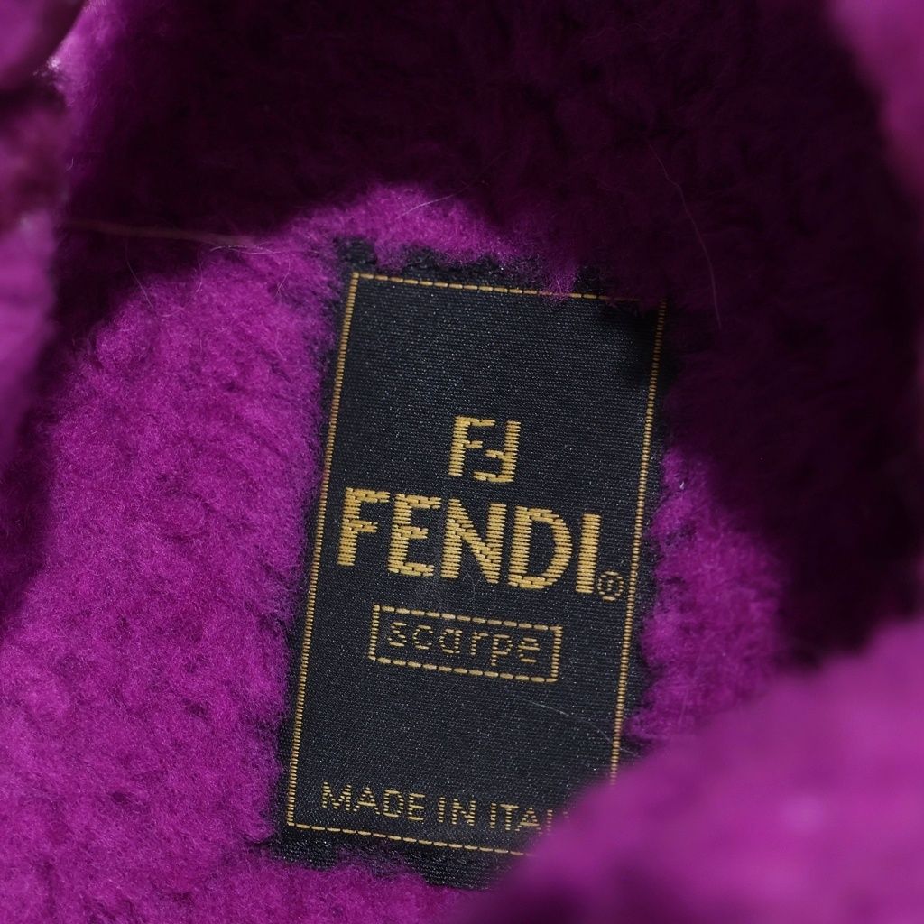 Fendi Fleece Shearling Sandals Shoes Purple 37 — view 6