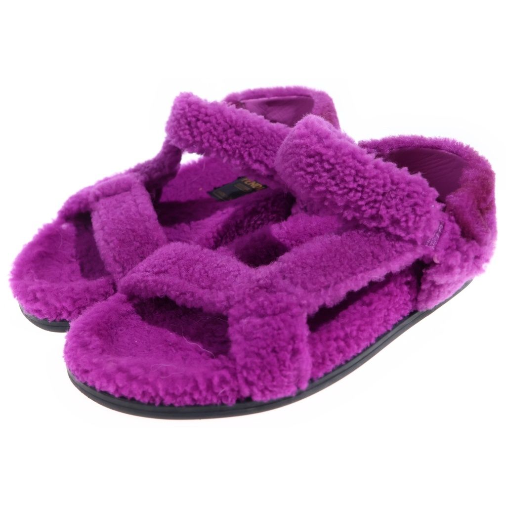 Fendi Fleece Shearling Sandals Shoes Purple 37 — view 2