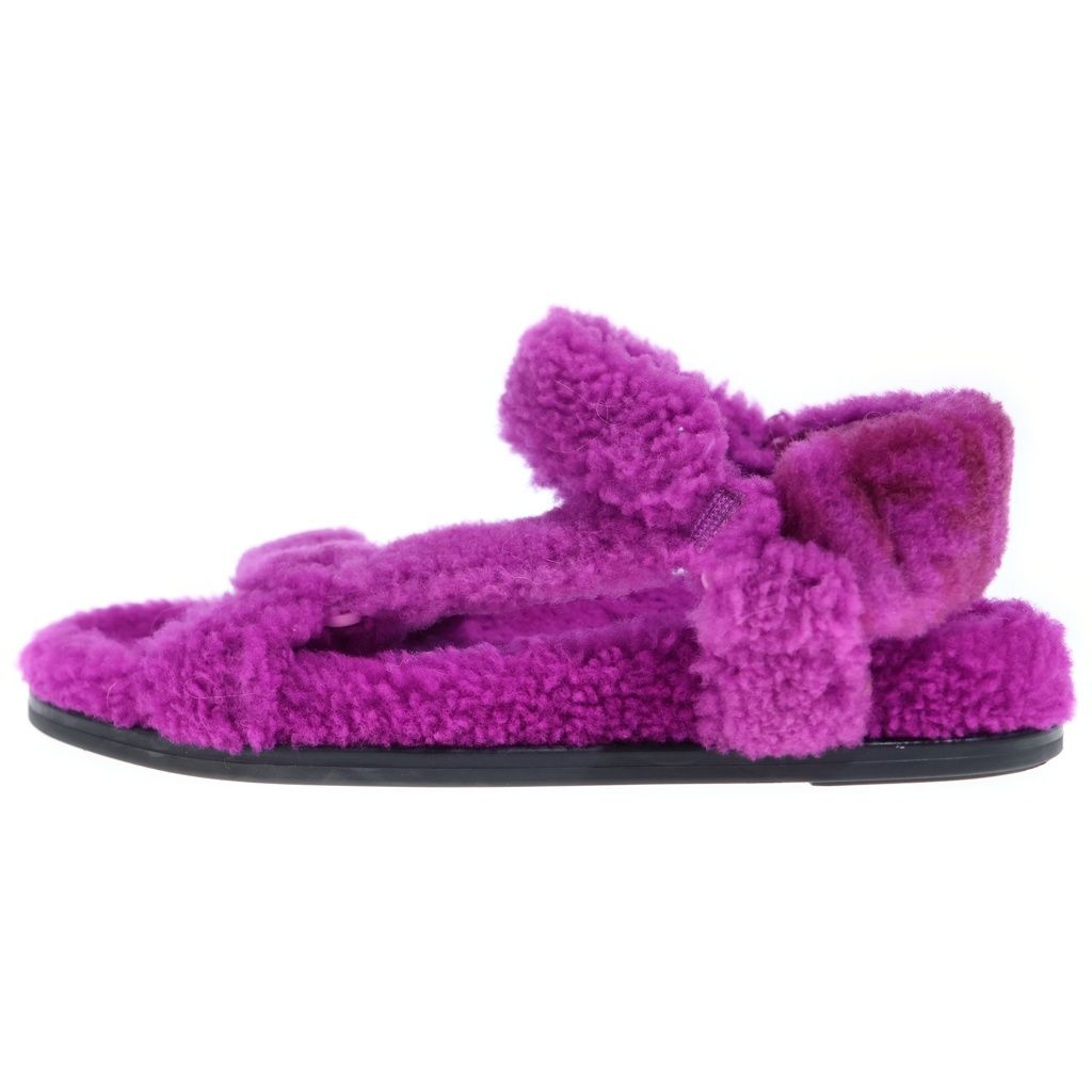 Fendi Fleece Shearling Sandals Shoes Purple 37