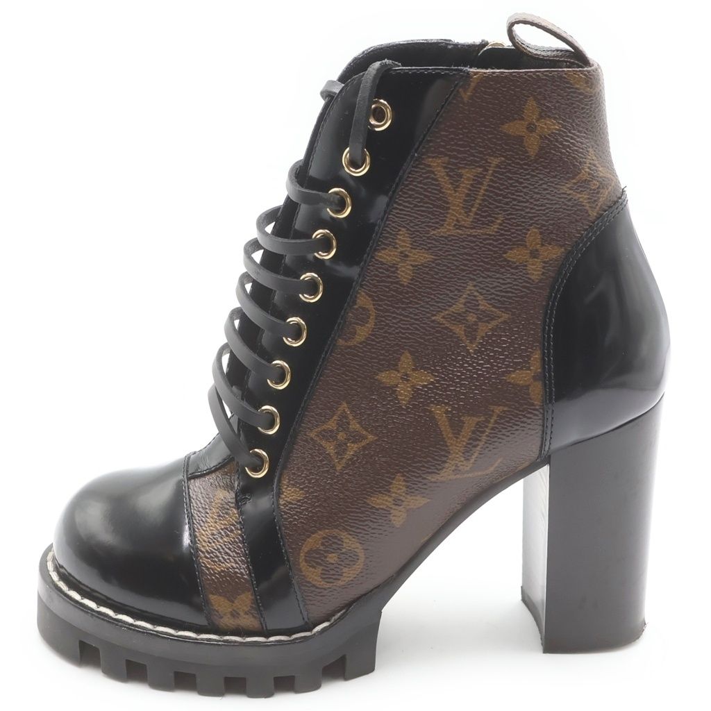 Louis Vuitton Monogram Star Trail Line Ankle Boots Leather Heels Short