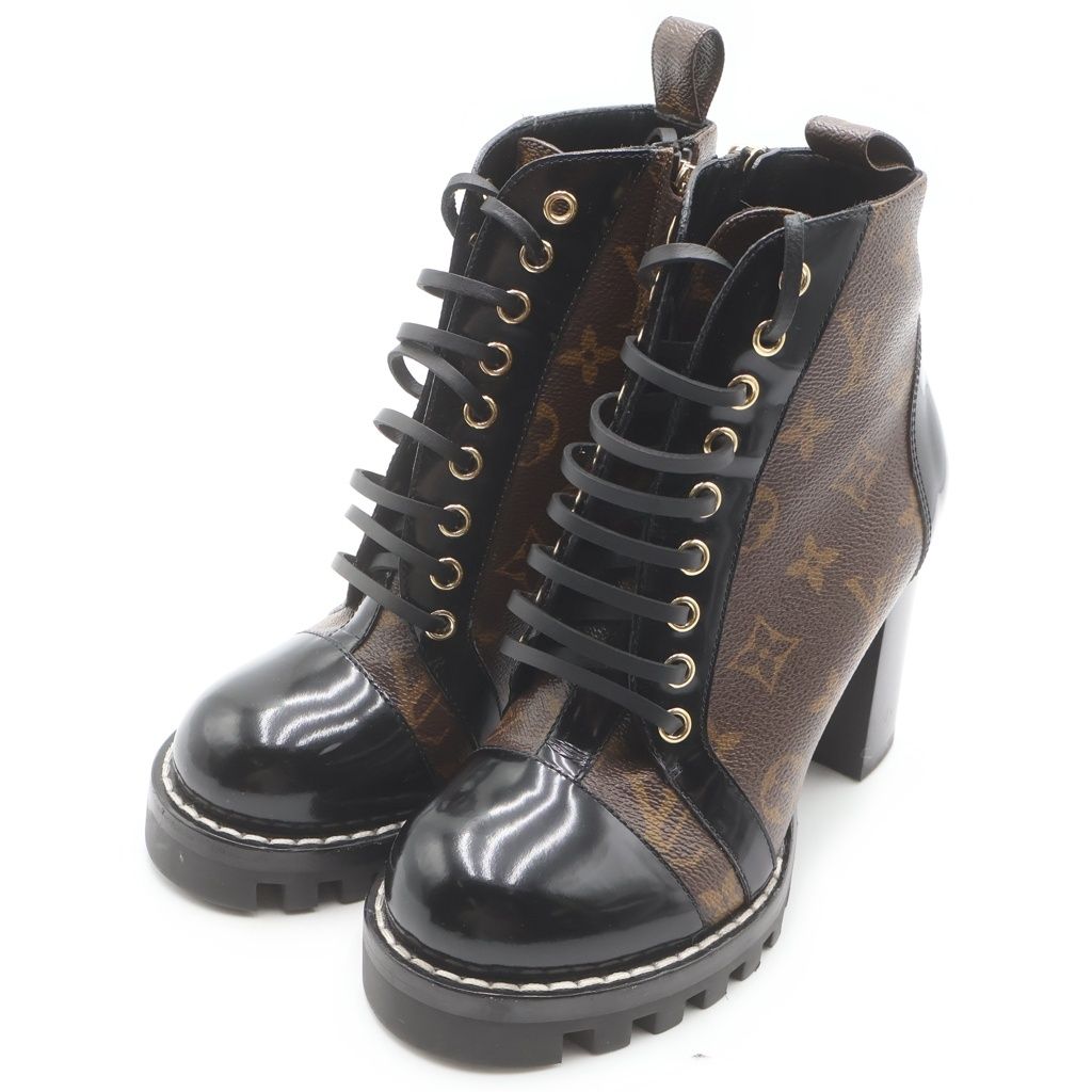 Louis Vuitton Monogram Star Trail Line Ankle Boots Leather Heels Short — view 2