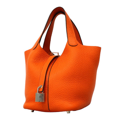 Hermes Handbag Picotin 18 Lock Taurillon Orange Silver