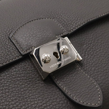 Hermes Sac A Depeches 27 Business Briefcase Second Togo Leather Graphite Gray — view 4
