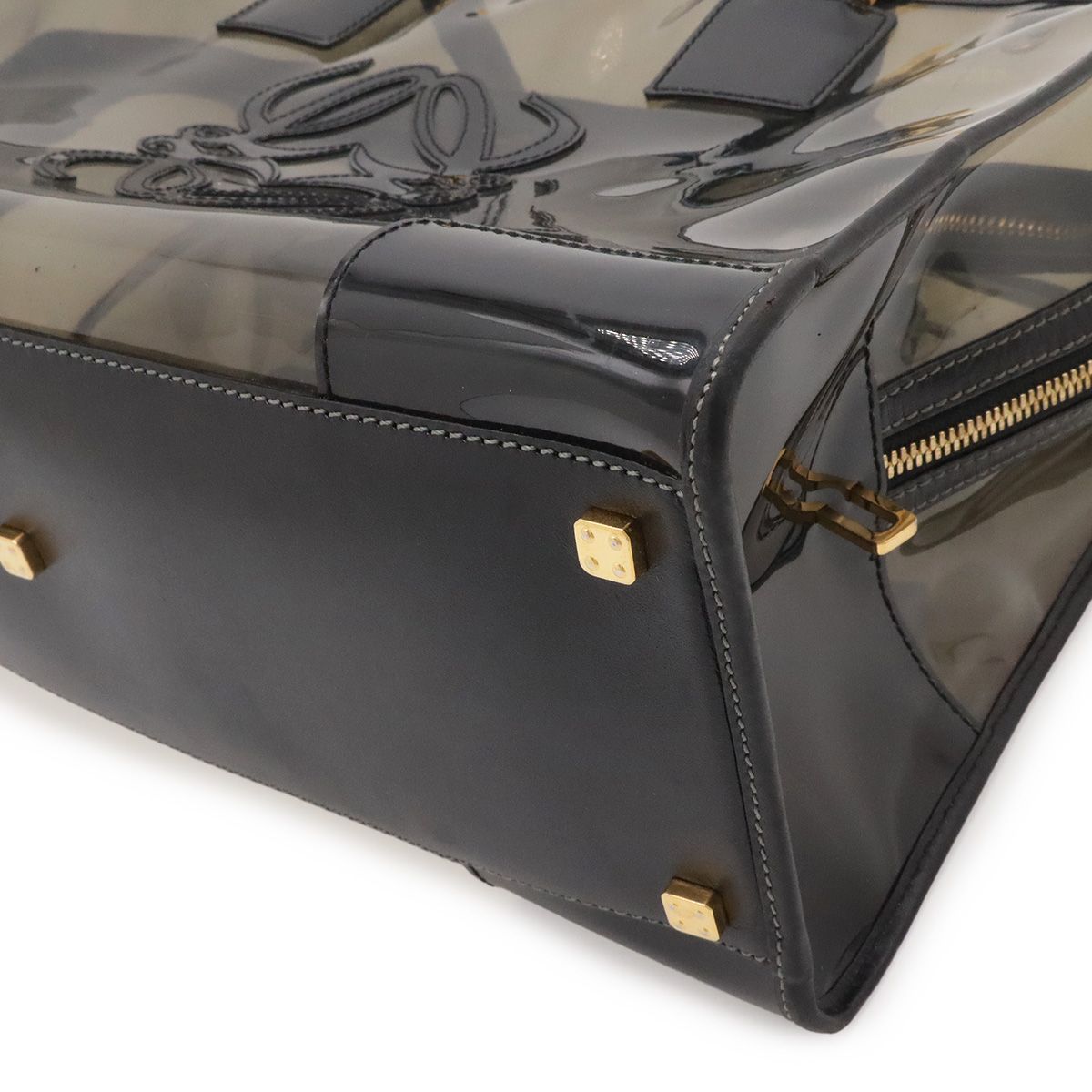 Loewe Amazona 36 Anagram Tote Bag Vinyl Leather Clear Black Gold — view 3