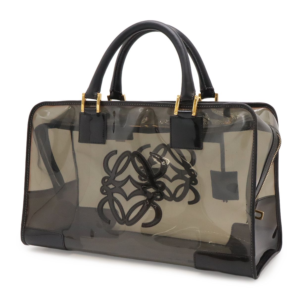 Loewe Amazona 36 Anagram Tote Bag Vinyl Leather Clear Black Gold — view 2