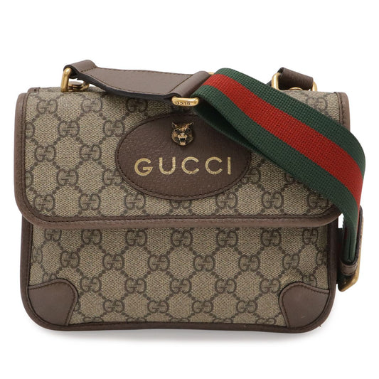 Gucci Neo Vintage GG Supreme Small Messenger Bag Tiger Head Leather Beige