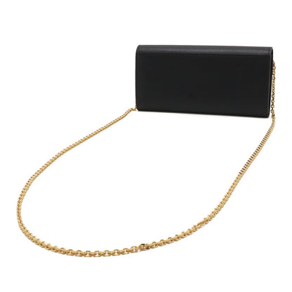 Fendi FF Diamond Chain Wallet Clutch 2-Way Pochette Leather Black Gold — view 2