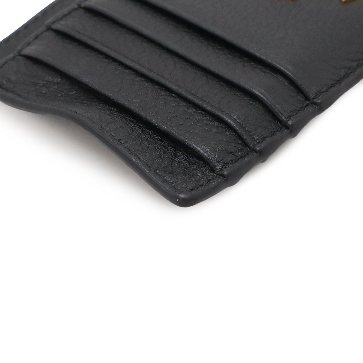 Prada Logo Card Case Holder Business Leather Nero Black Gold — view 3