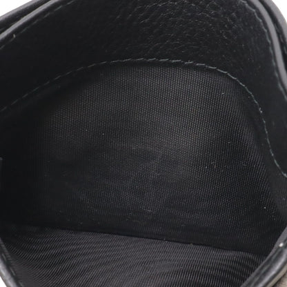 Prada Logo Card Case Holder Business Leather Nero Black Gold — view 5