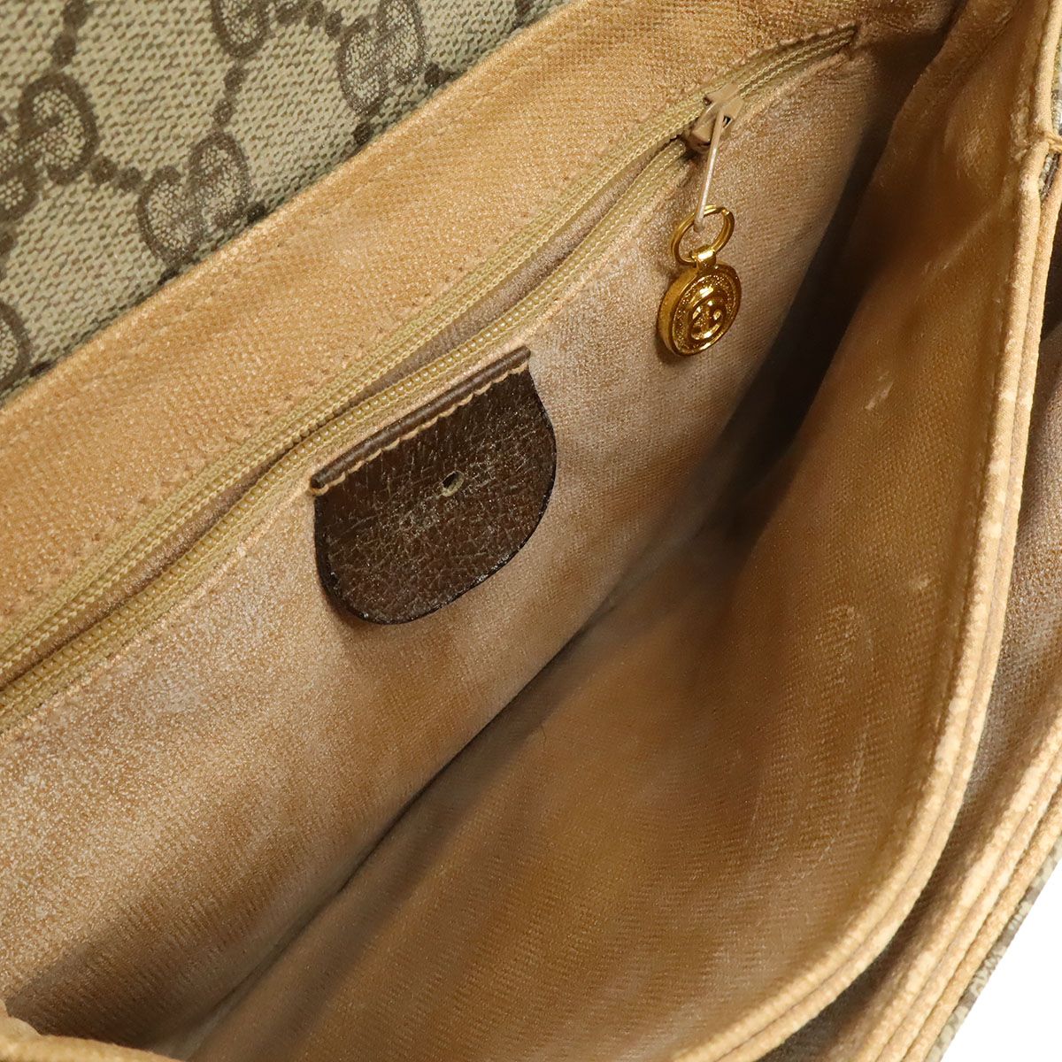 Gucci Vintage GG Plus Sherry Line Shoulder Bag Pochette Beige Mocha Brown — view 7