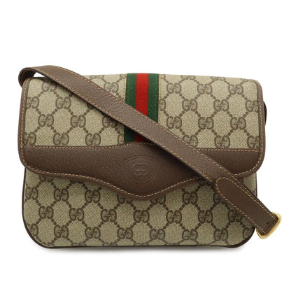 Gucci Vintage GG Plus Sherry Line Shoulder Bag Pochette Beige Mocha Brown