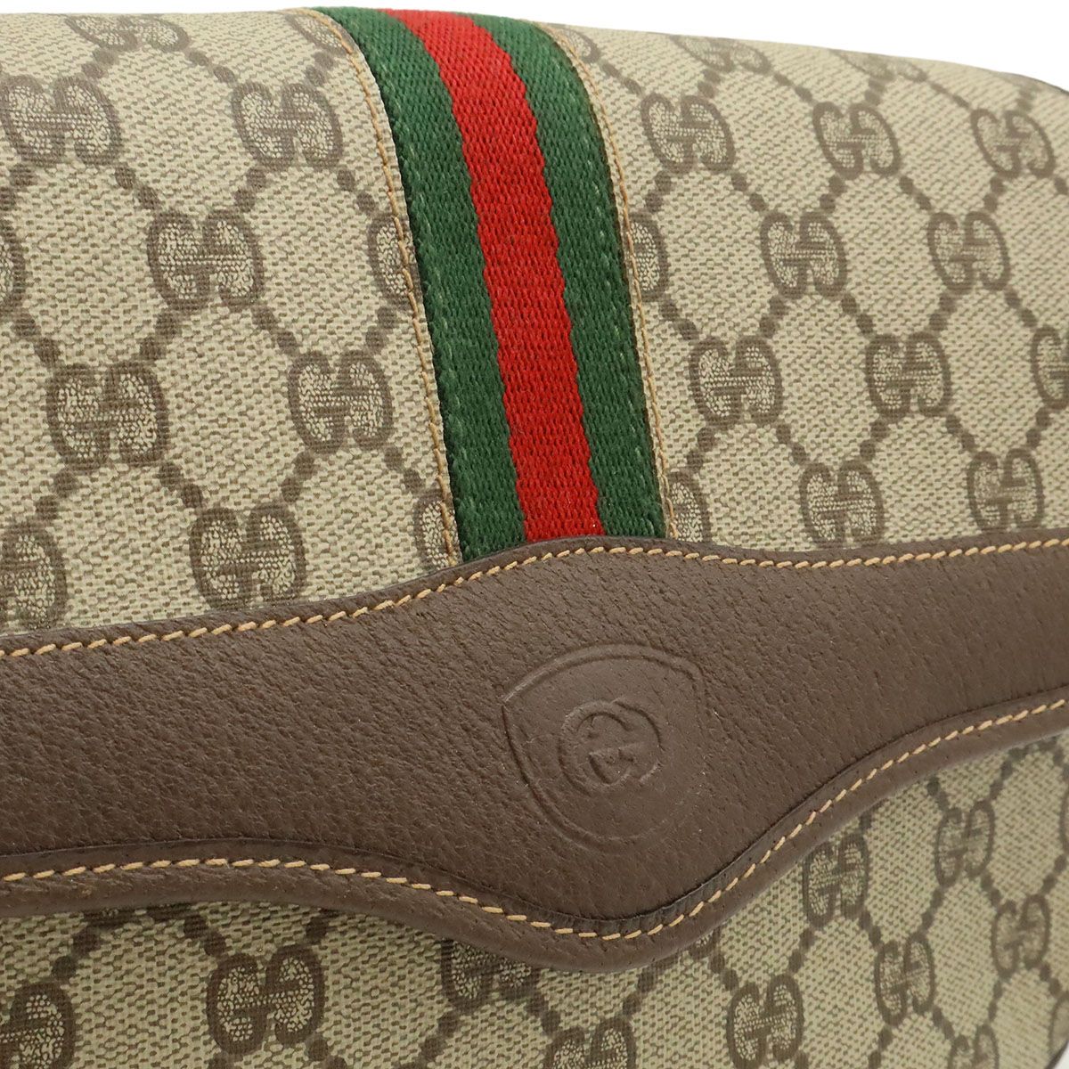 Gucci Vintage GG Plus Sherry Line Shoulder Bag Pochette Beige Mocha Brown — view 8