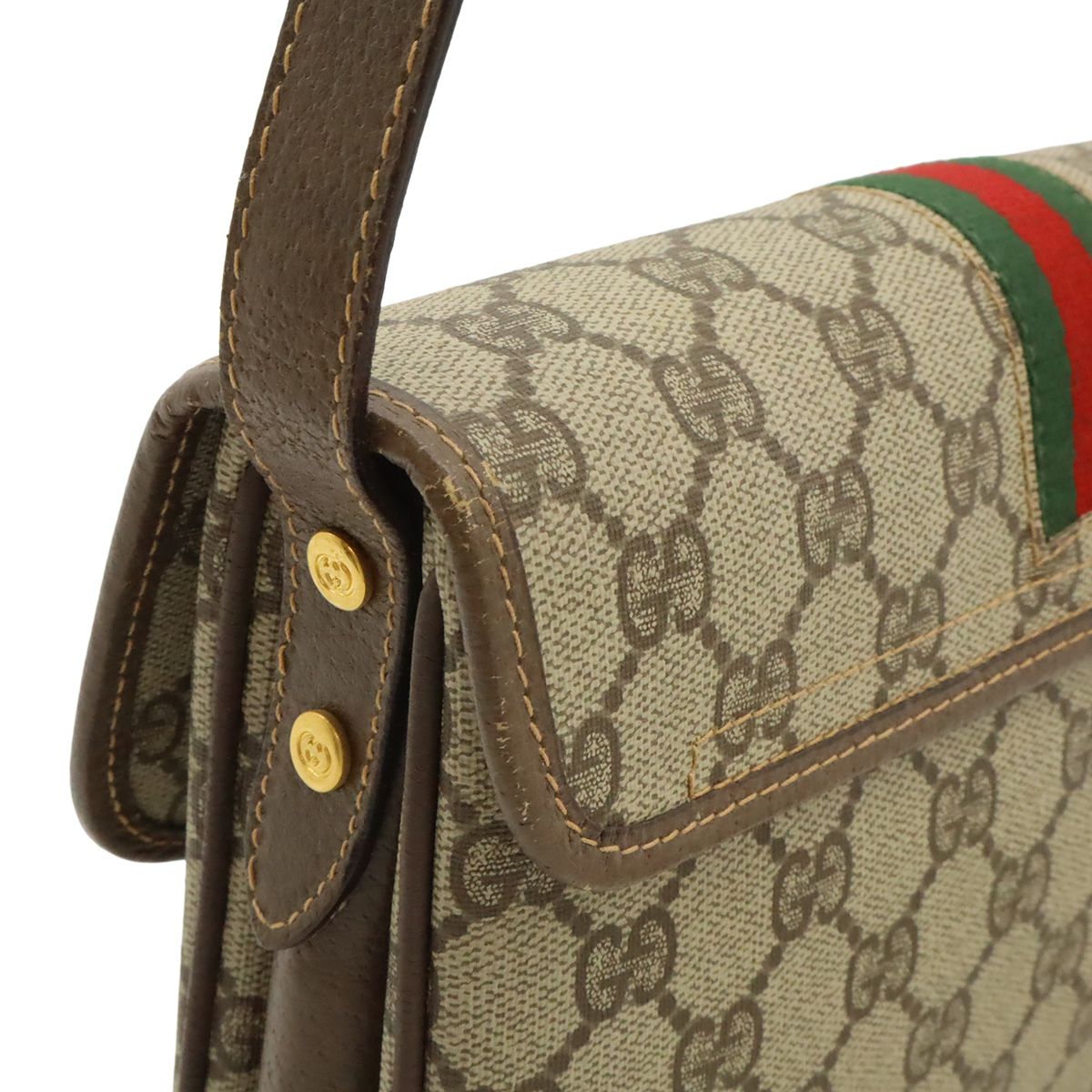 Gucci Vintage GG Plus Sherry Line Shoulder Bag Pochette Beige Mocha Brown — view 4
