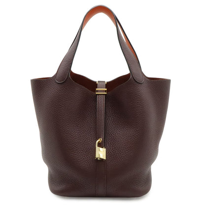 Hermes Picotin Lock 22 Handbag Taurillon Clemence Leather Rouge Ash Orange