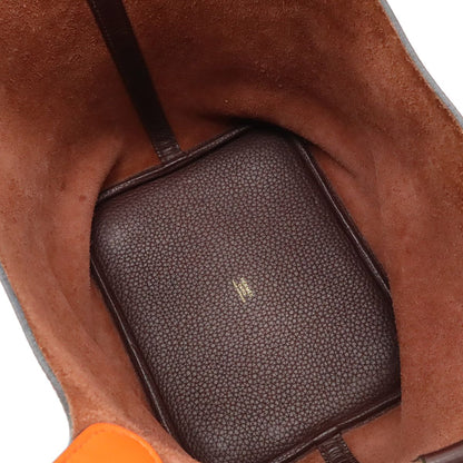 Hermes Picotin Lock 22 Handbag Taurillon Clemence Leather Rouge Ash Orange — view 6