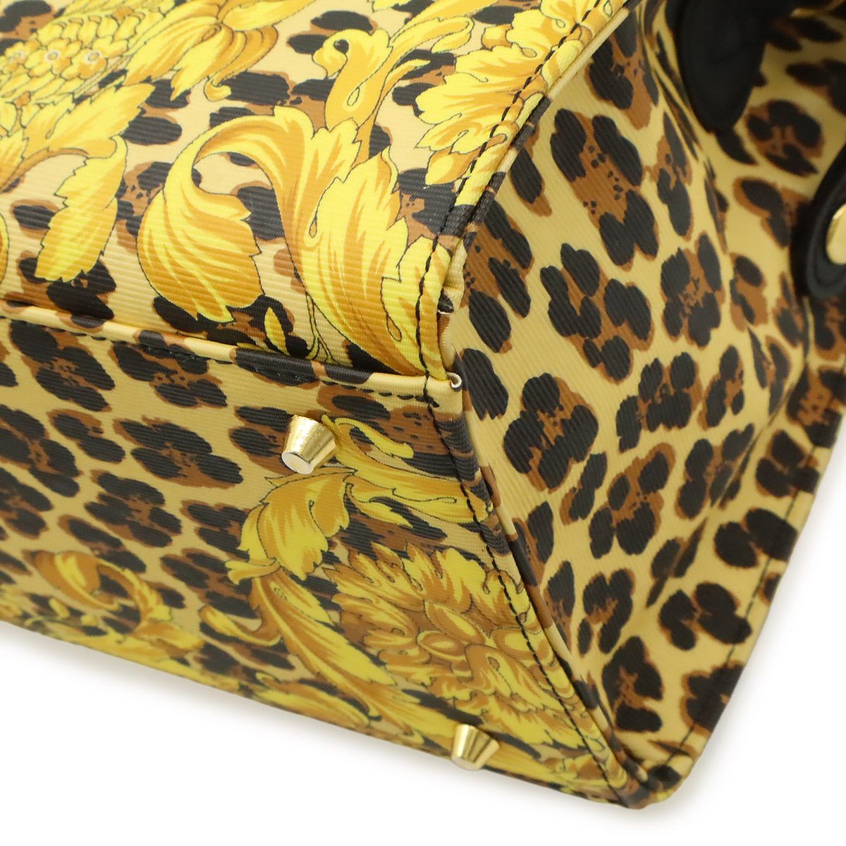 Versace Gianni Barocco Leopard Handbag 2-Way Shoulder Yellow Black — view 3