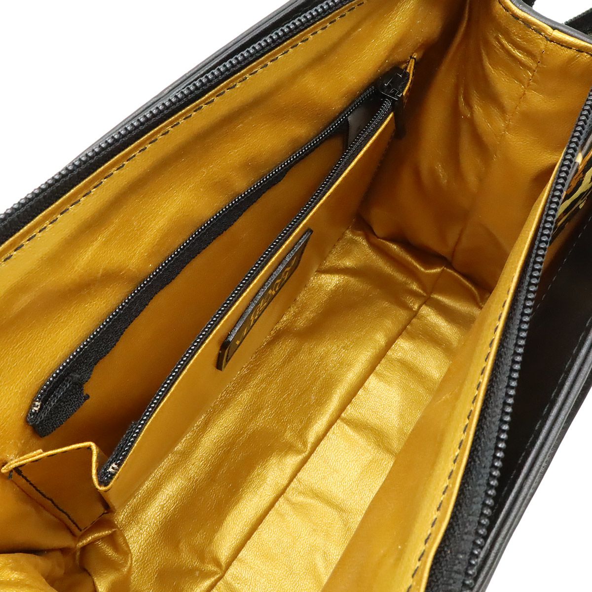 Versace Gianni Barocco Leopard Handbag 2-Way Shoulder Yellow Black — view 8