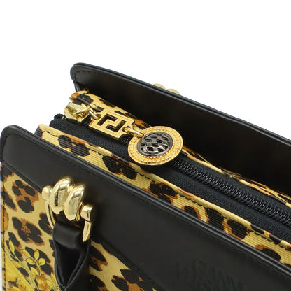 Versace Gianni Barocco Leopard Handbag 2-Way Shoulder Yellow Black — view 7