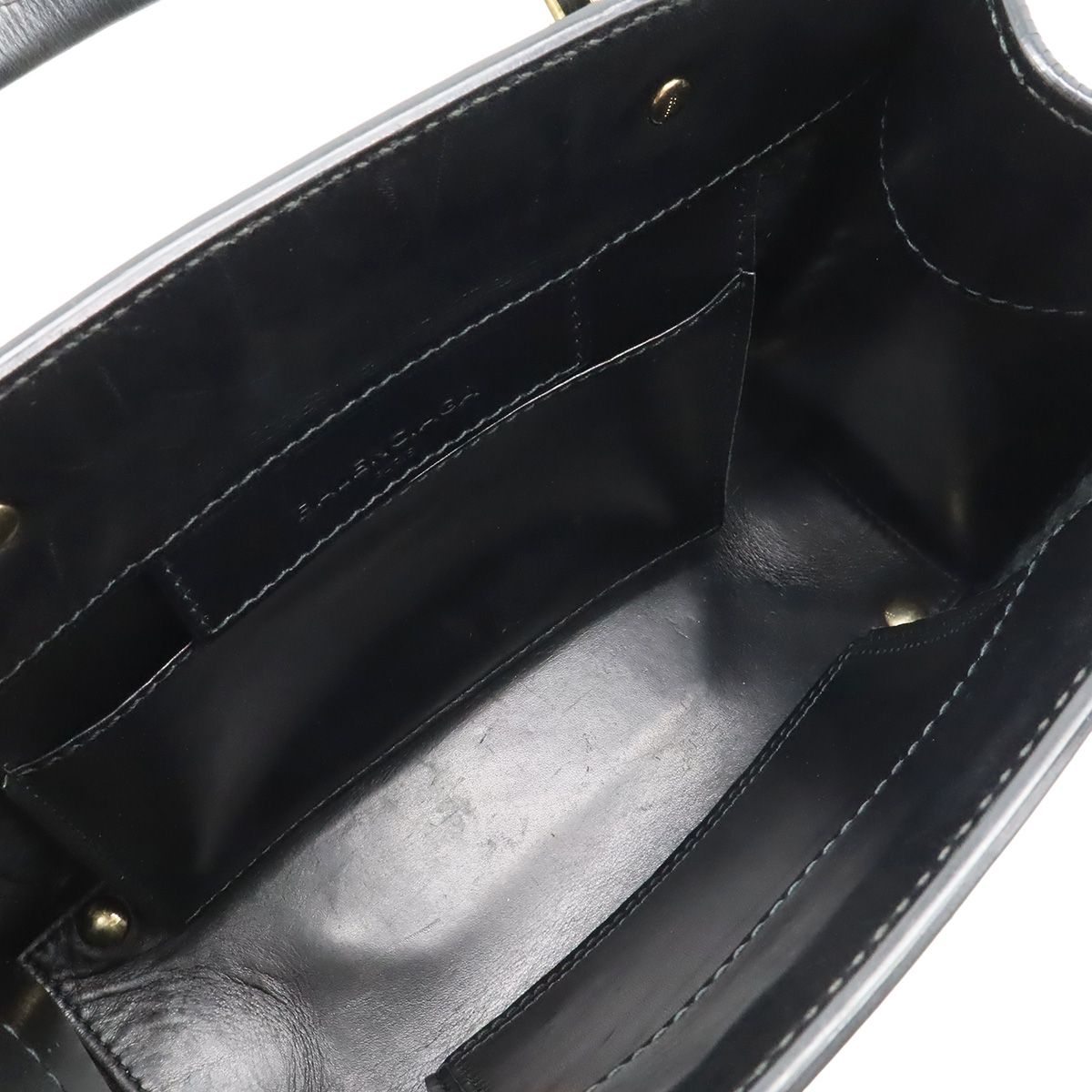 Balenciaga Mini Paper 2-Way Shoulder Bag Crossbody Leather Black Gold Mirror — view 7
