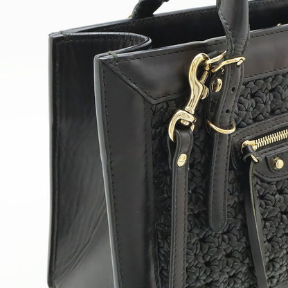 Balenciaga Mini Paper 2-Way Shoulder Bag Crossbody Leather Black Gold Mirror — view 4