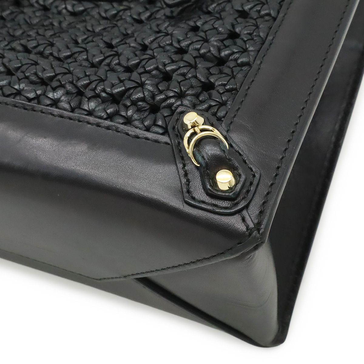 Balenciaga Mini Paper 2-Way Shoulder Bag Crossbody Leather Black Gold Mirror — view 3