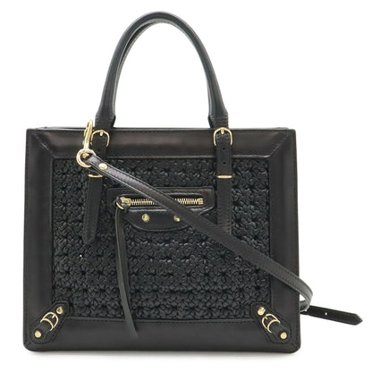 Balenciaga Mini Paper 2-Way Shoulder Bag Crossbody Leather Black Gold Mirror