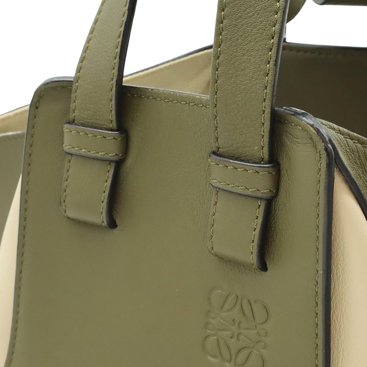 Loewe Hammock Small Shoulder Bag 6way Bicolor Leather Khaki Beige Gold — view 8
