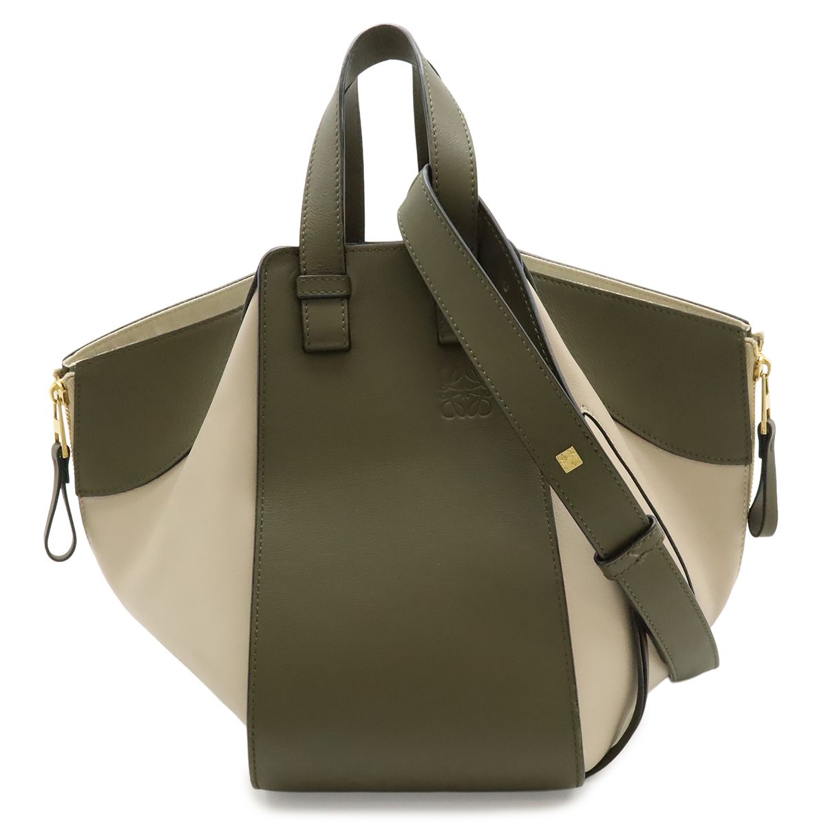 Loewe Hammock Small Shoulder Bag 6way Bicolor Leather Khaki Beige Gold