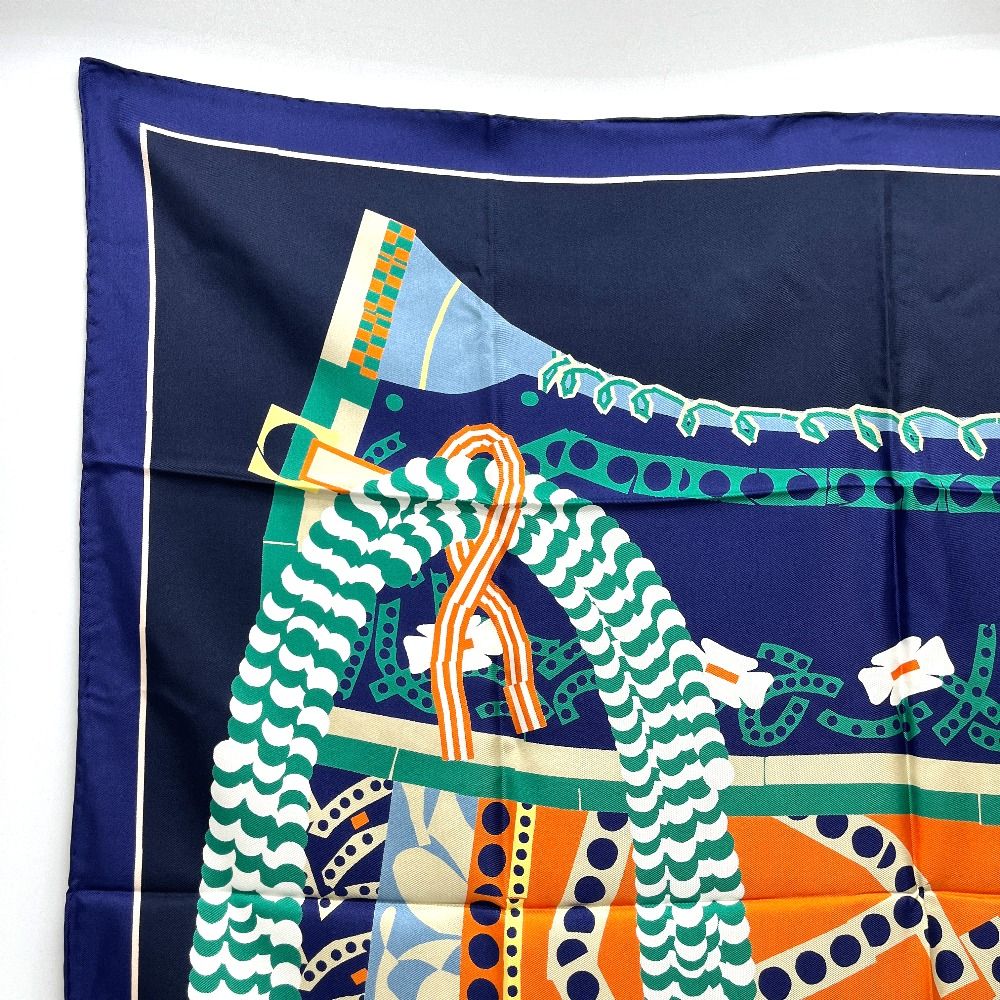 Hermes Scarf Carre 90 Silla de Gaucho Saddle Silk Blue — view 7