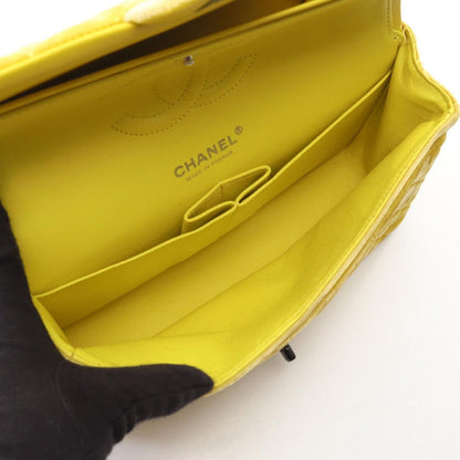 Chanel Shoulder Bag Quilted Double Flap Black Yellow Fabric Chain — view 3