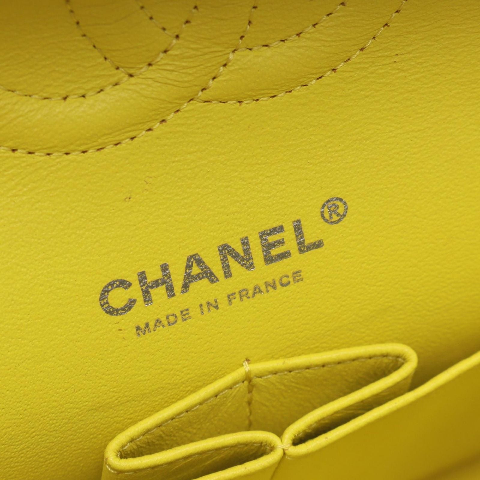 Chanel Shoulder Bag Quilted Double Flap Black Yellow Fabric Chain — view 4